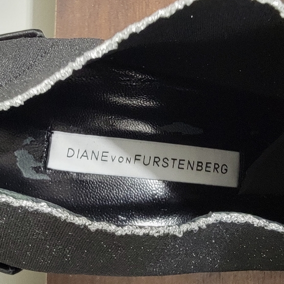 🤩Host Pick❤️Diane Von Furstenburg Canvas Black Bootie Heels Women's Size 10B - Picture 2 of 16